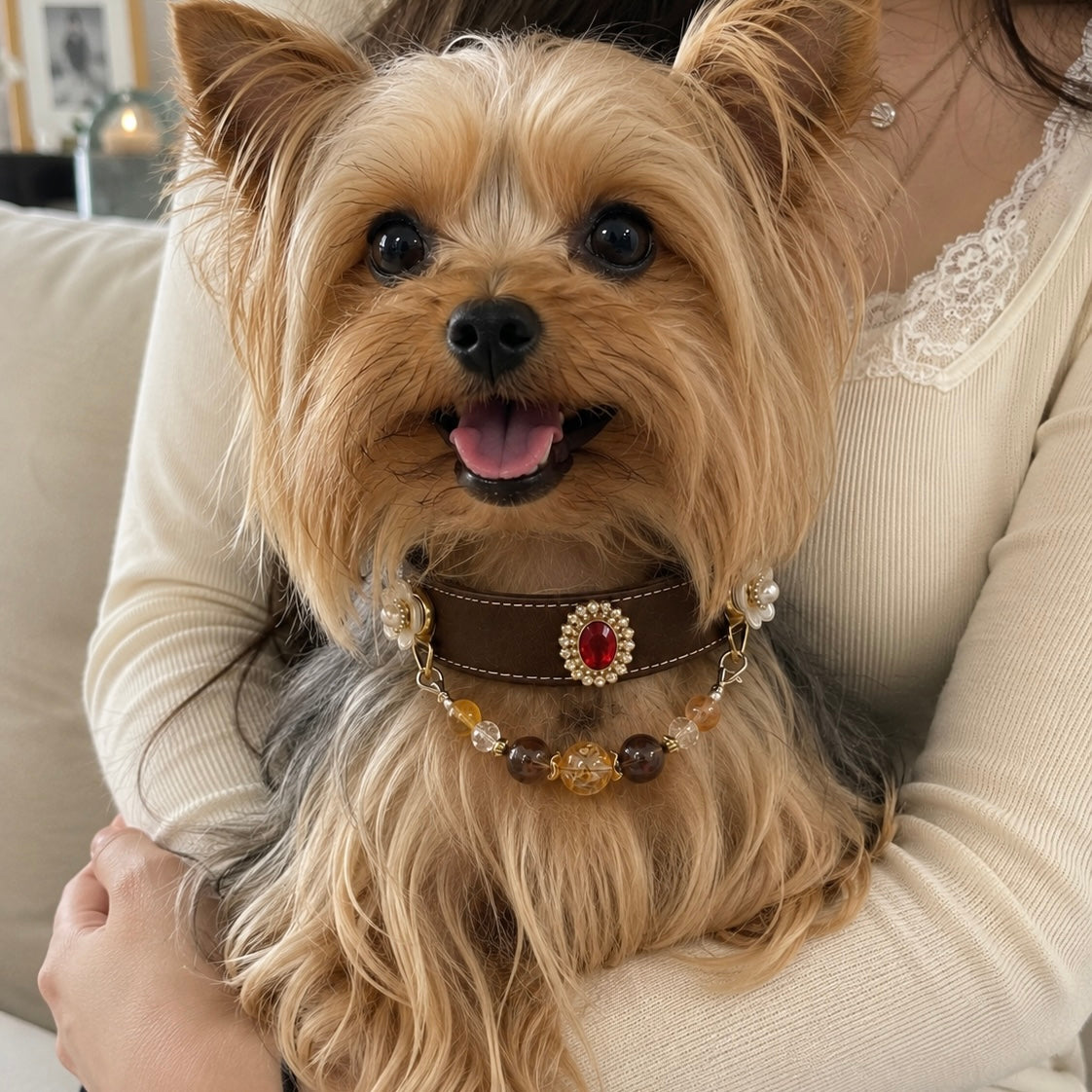 Flower Crystal Magnetic Pet Collar Charm