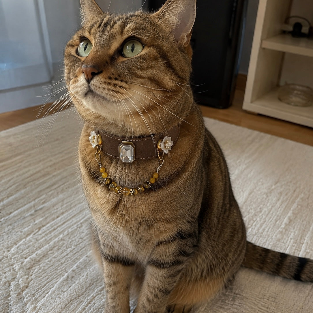 Tiger Eye Citrine Crystal Pet Collar Necklace