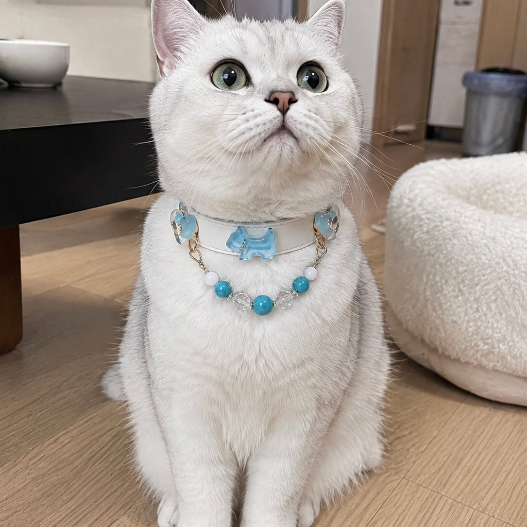 Amazonite Crystal Charm Pet Collar Necklace