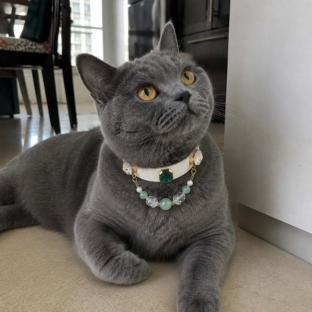 Green Fluorite Crystal Pet Collar Necklace