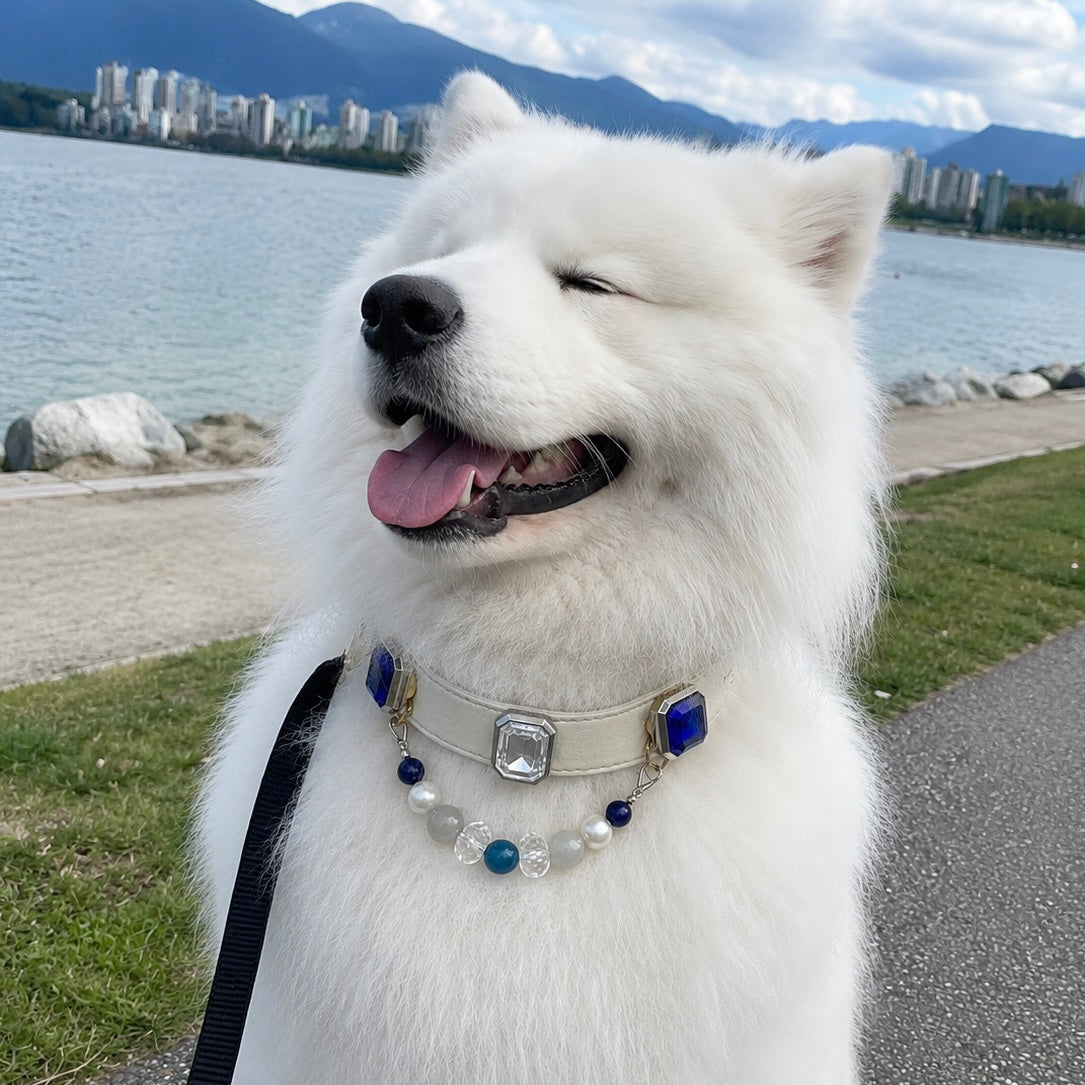 Ocean Blue & Pearl Crystal Beaded Collar Chain