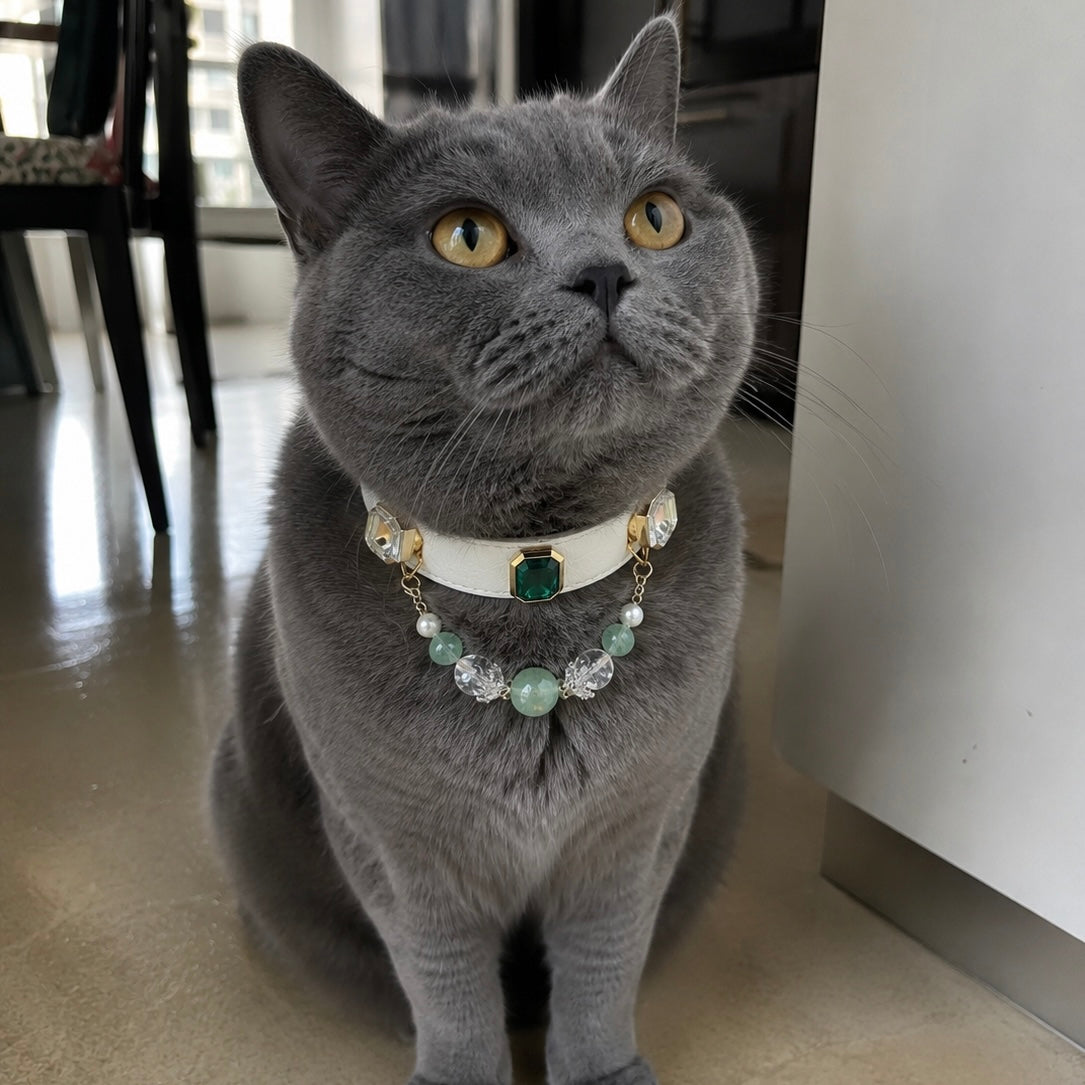 Green Fluorite Crystal Pet Collar Necklace