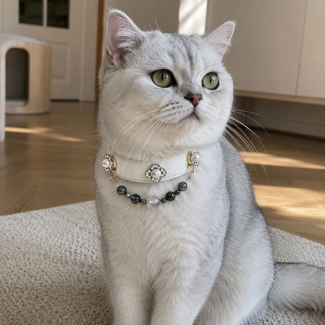 Rutilated Quartz Black Crystal Pet Collar Necklace