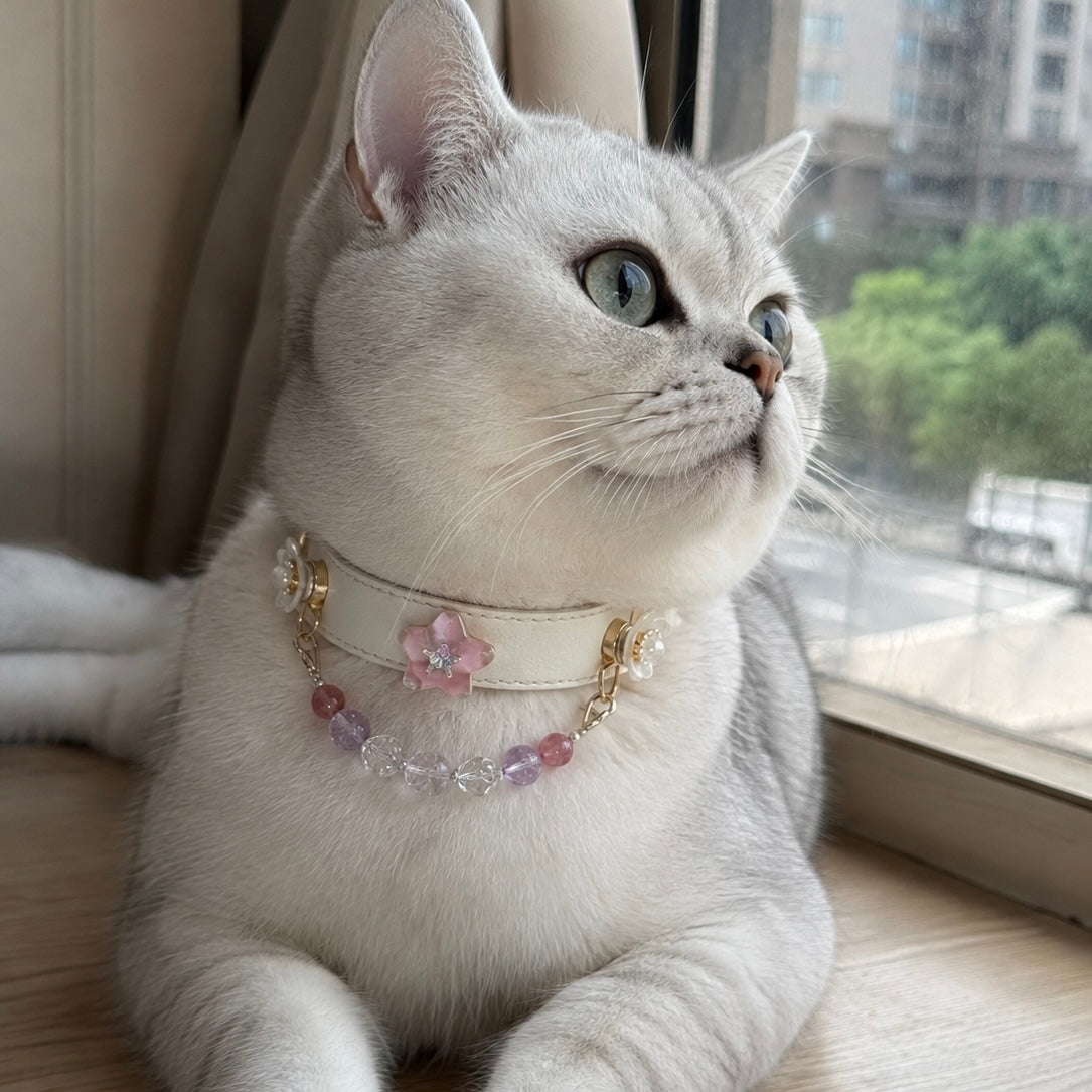 Pink Amethyst Crystal Star Pet Collar Necklace