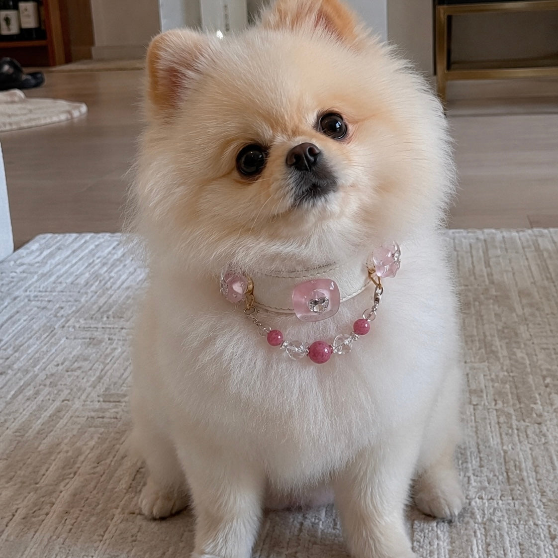 Pink Tourmaline Heart Crystal Pet Collar Necklace