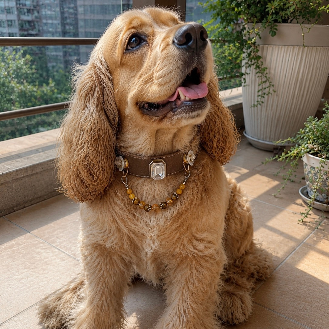 Tiger Eye Citrine Crystal Pet Collar Necklace