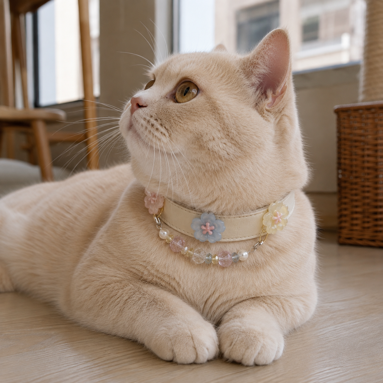Pastel Crystal Pearl Pet Collar Necklace