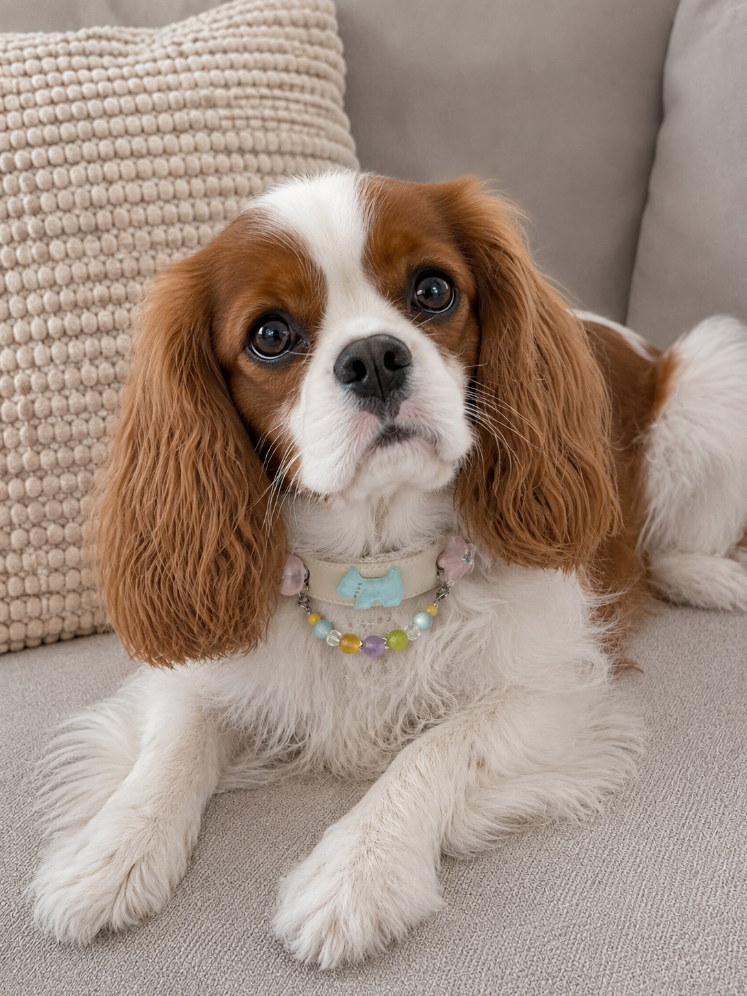 Pastel Crystal Pearl Pet Collar Necklace