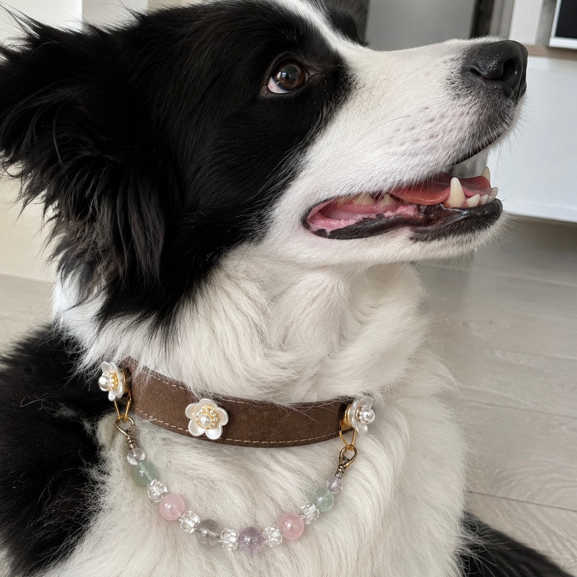 Pink Green Crystal Gemstone Pet Collar Necklace