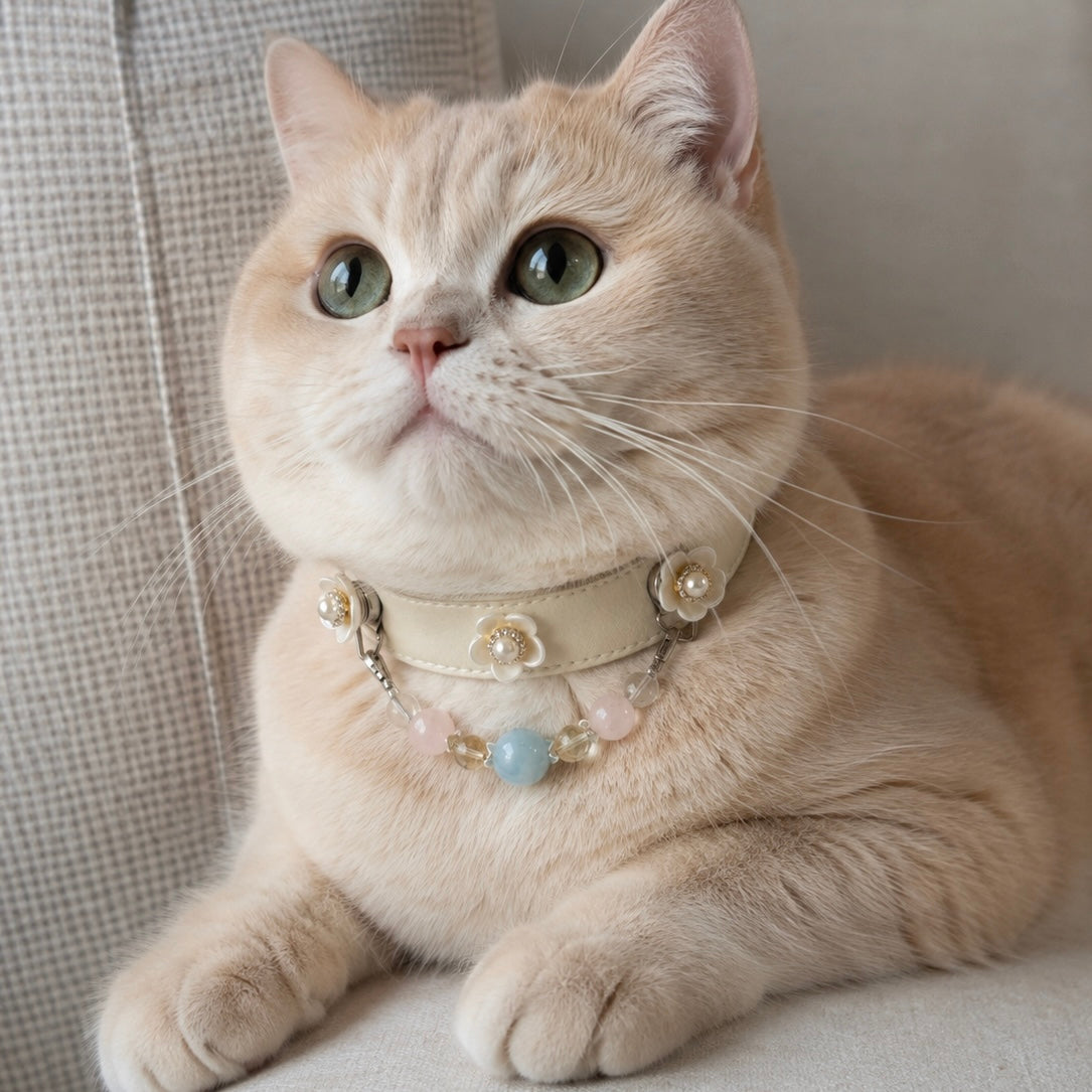 Flower Crystal Magnetic Pet Collar Charm