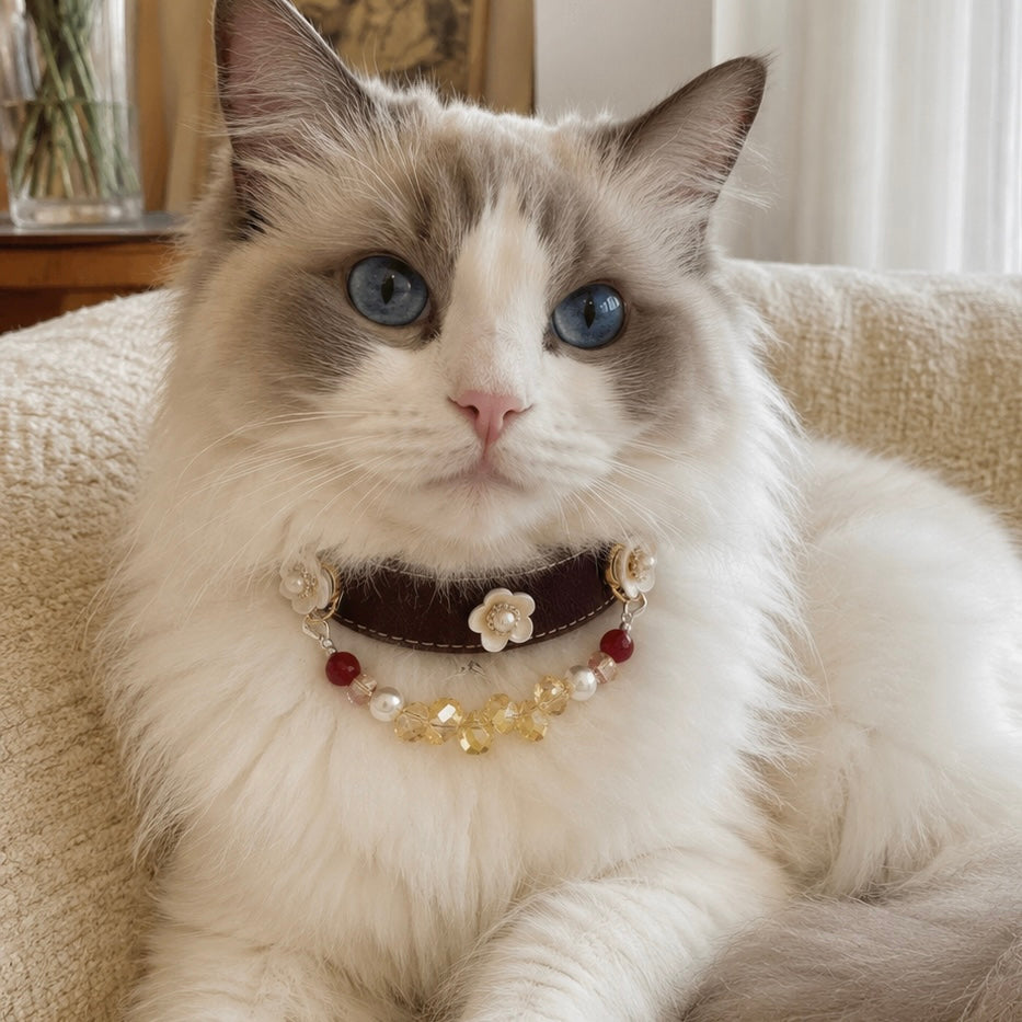 Golden Yellow & Red Crystal Beaded Collar Chain