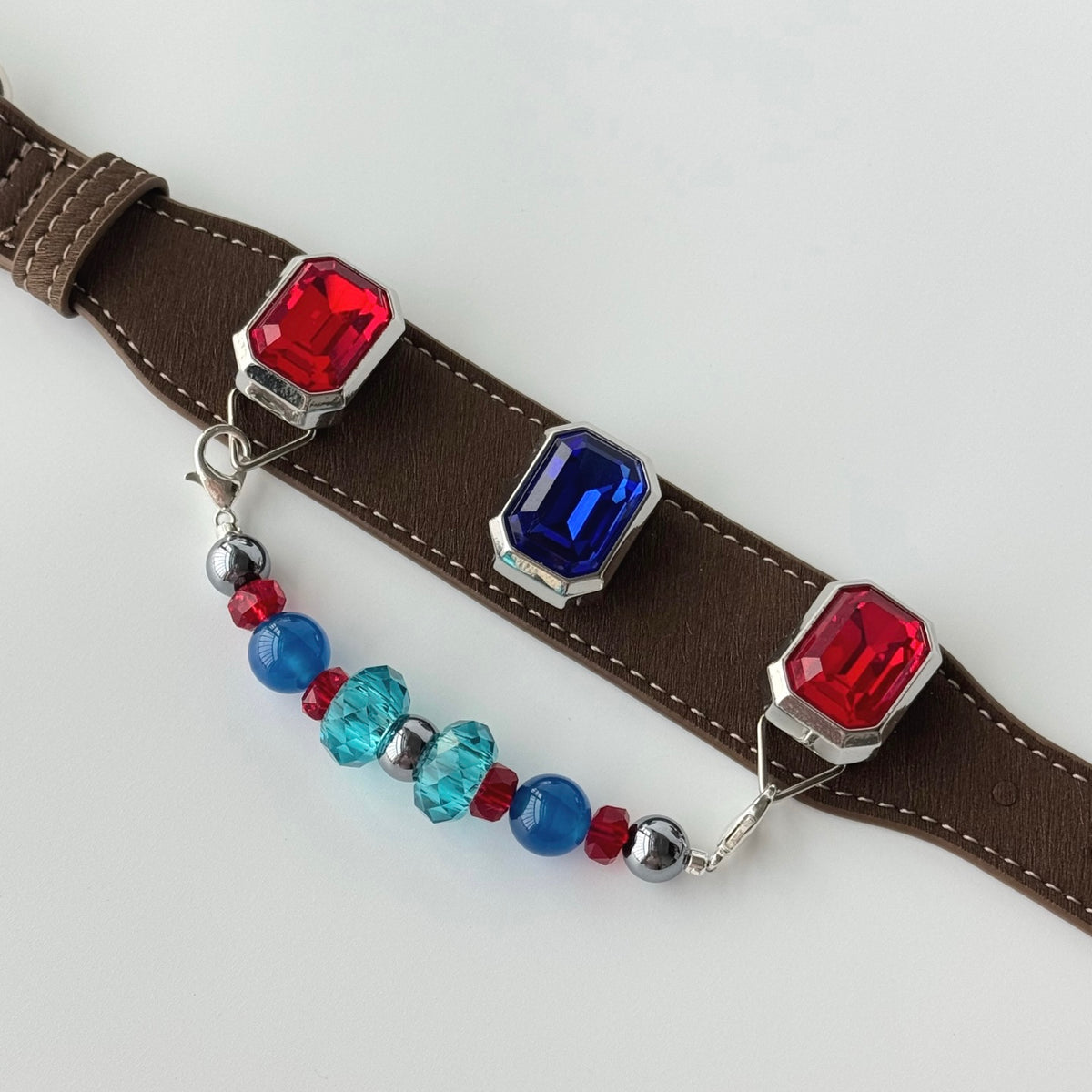 Red, Blue & Green Crystal Beaded Collar Chain