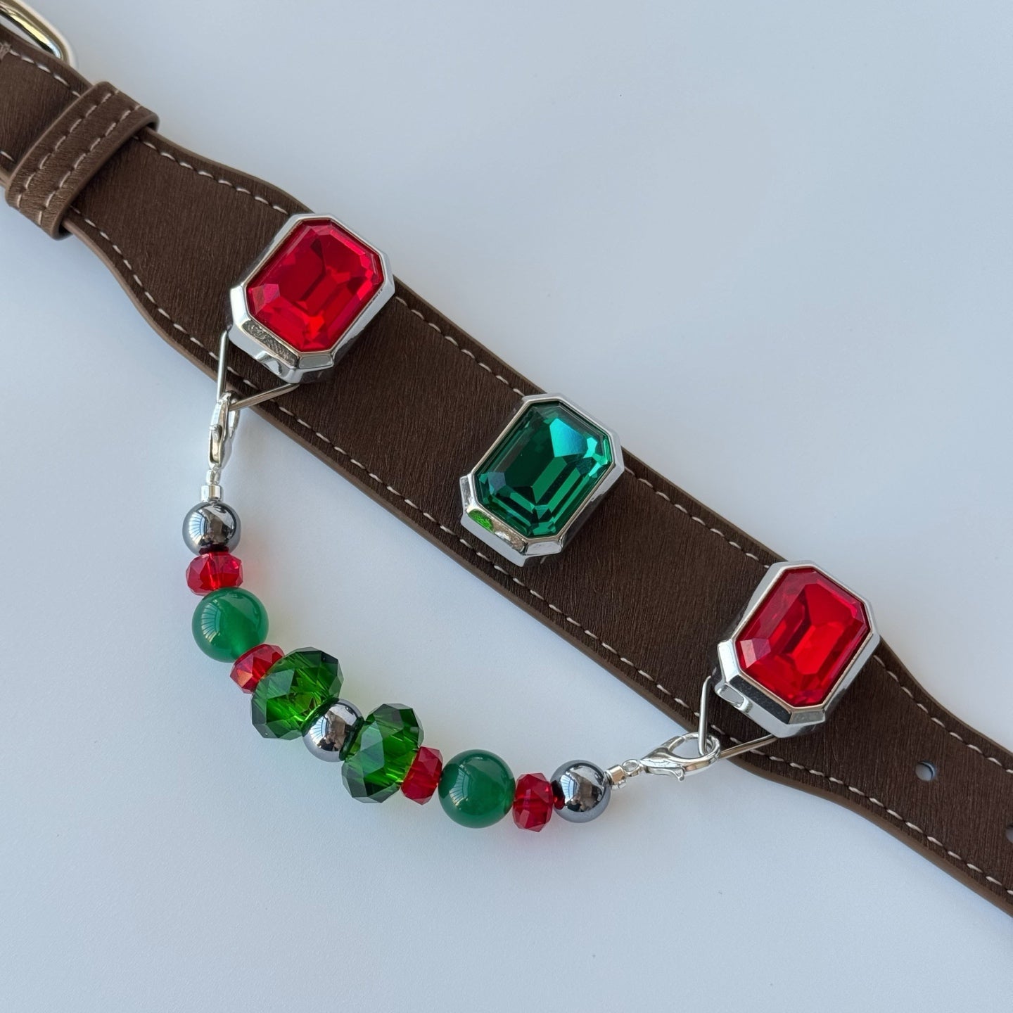 Red, Blue & Green Crystal Beaded Collar Chain