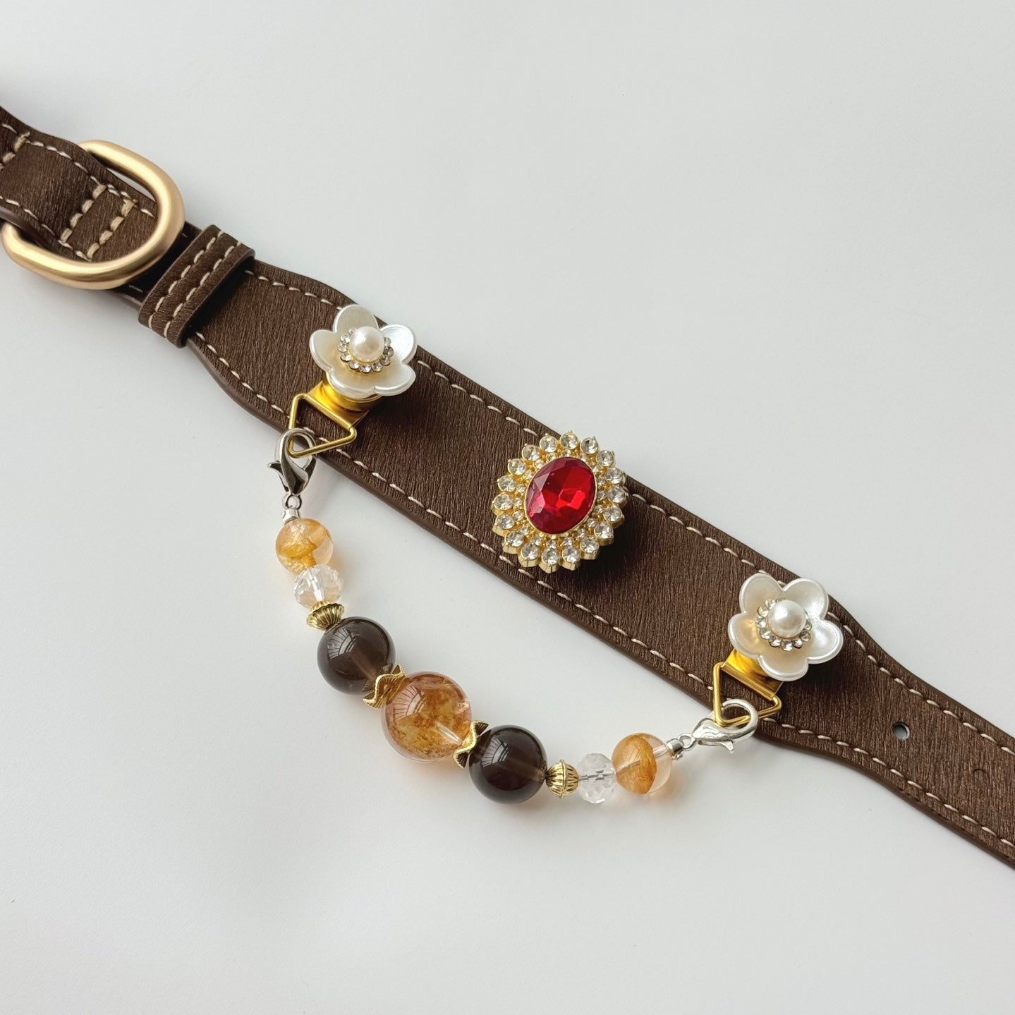 Flower Crystal Magnetic Pet Collar Charm