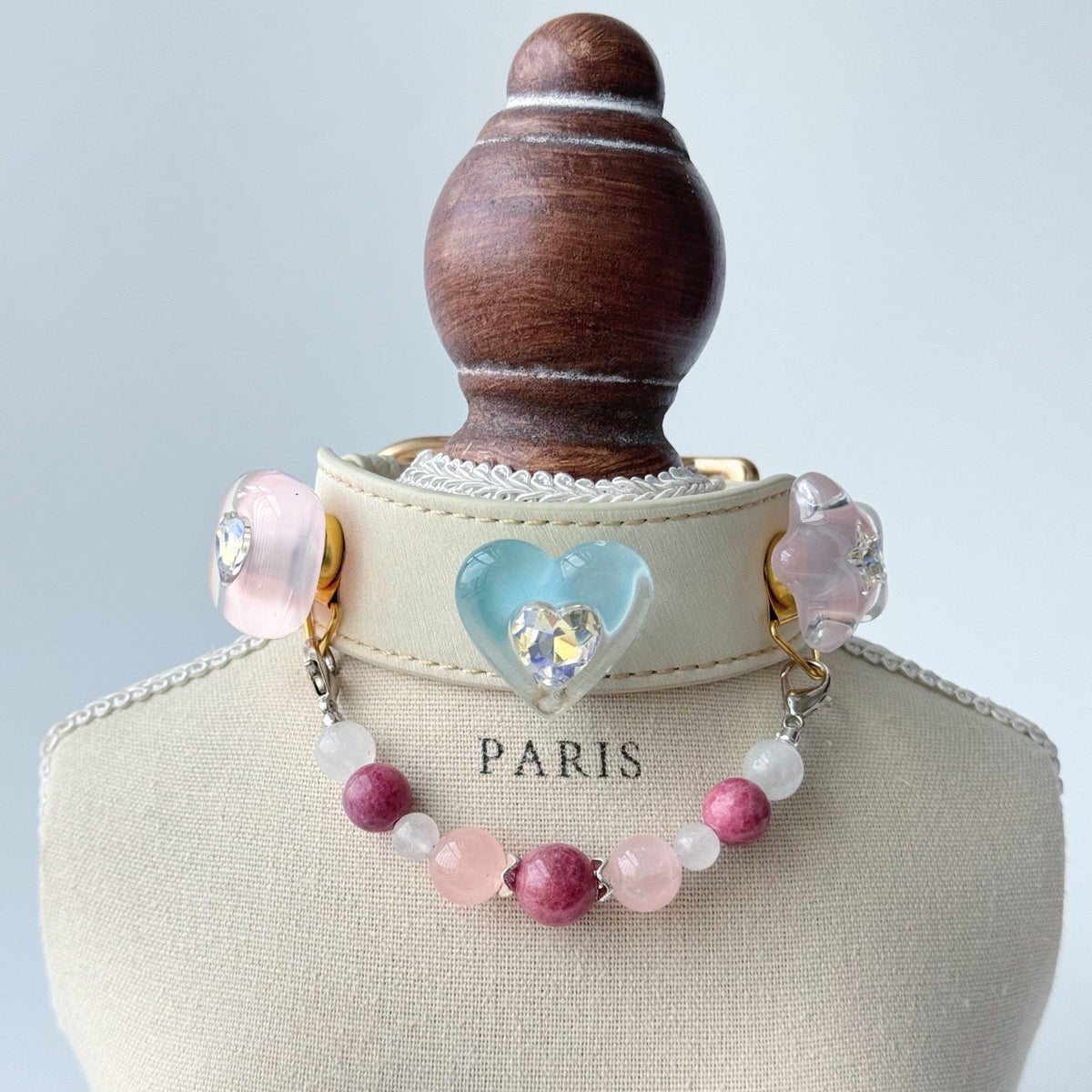 Pastel Pink Crystal Beaded Collar Chain
