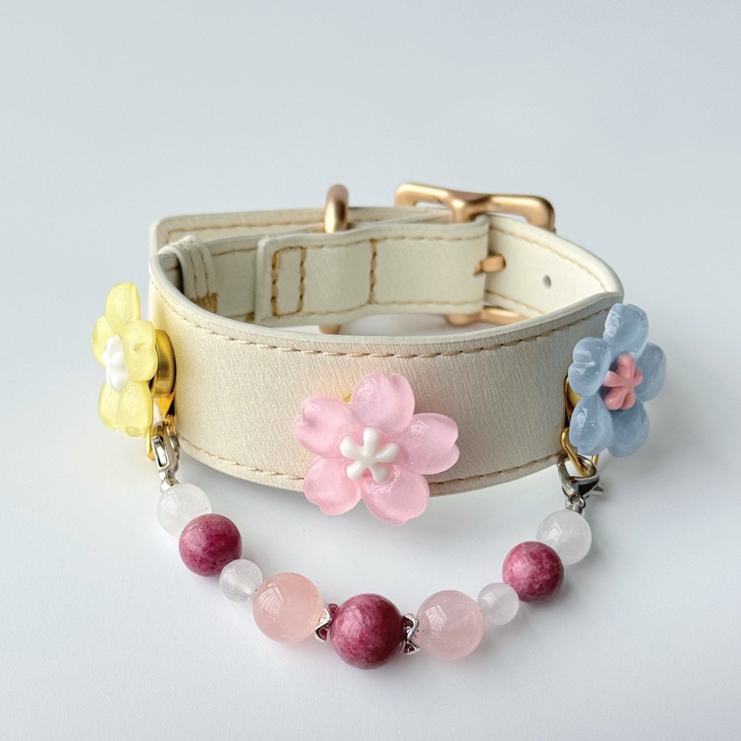 Pastel Pink Crystal Beaded Collar Chain