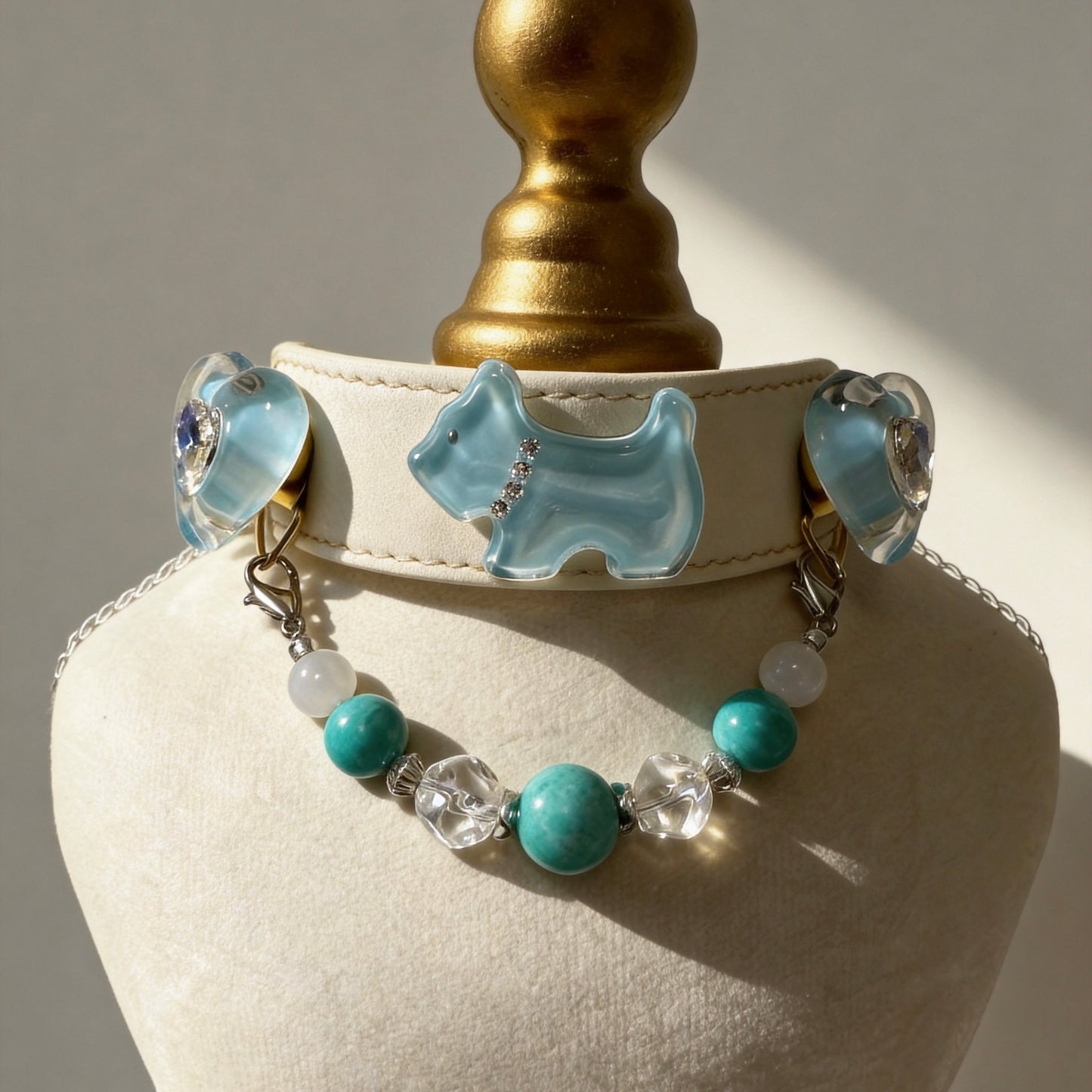 Amazonite Crystal Charm Pet Collar Necklace