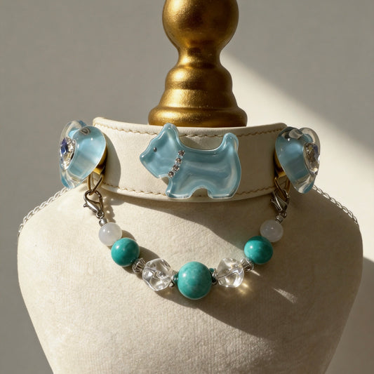 Amazonite Crystal Charm Pet Collar Necklace