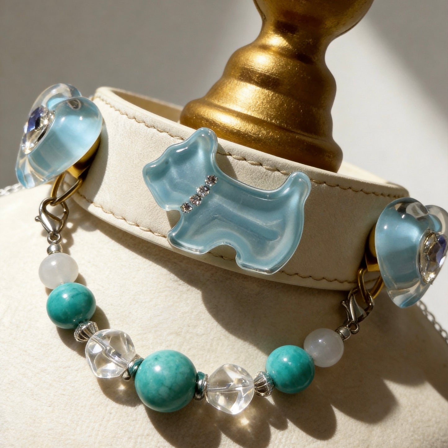 Amazonite Crystal Charm Pet Collar Necklace