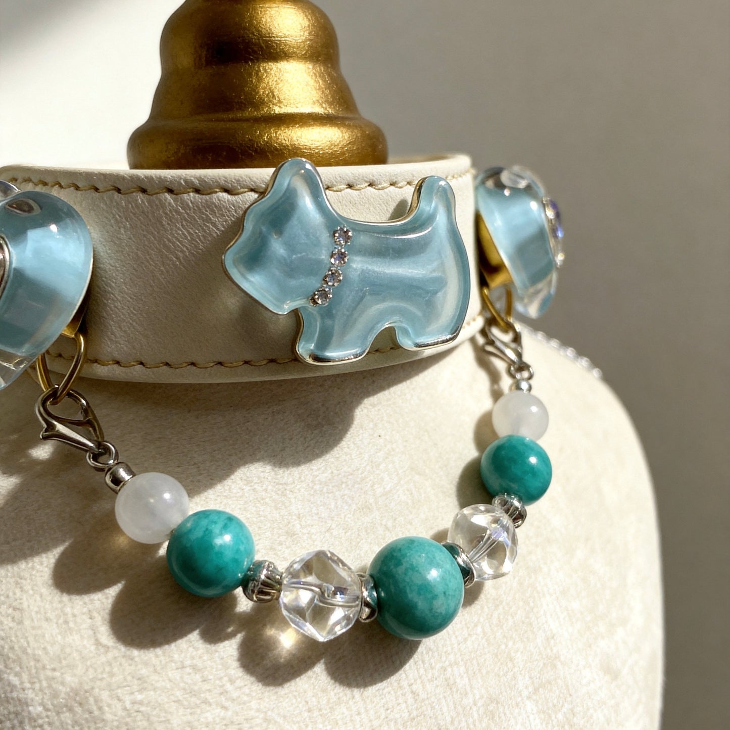 Amazonite Crystal Charm Pet Collar Necklace