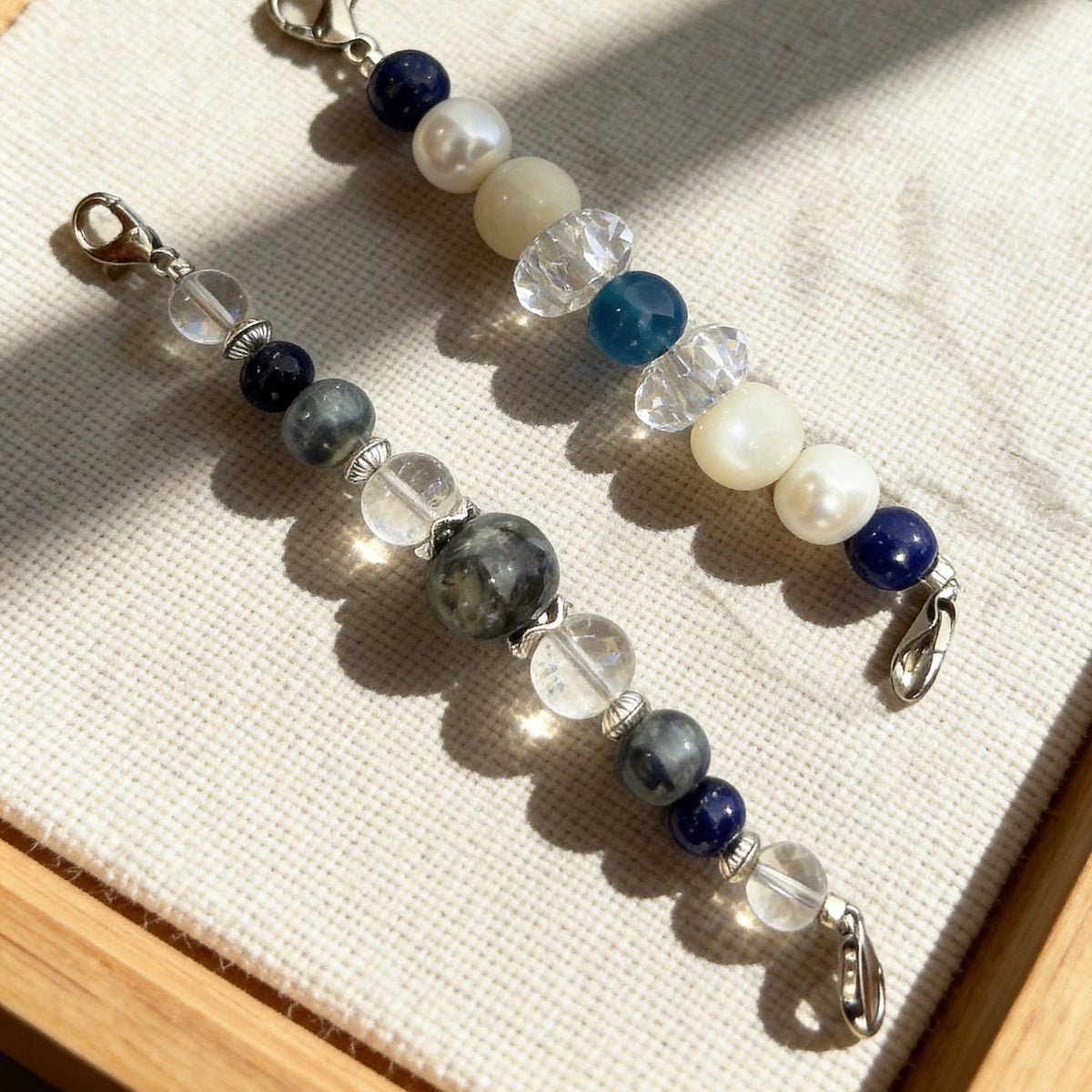 Ocean Blue & Pearl Crystal Beaded Collar Chain