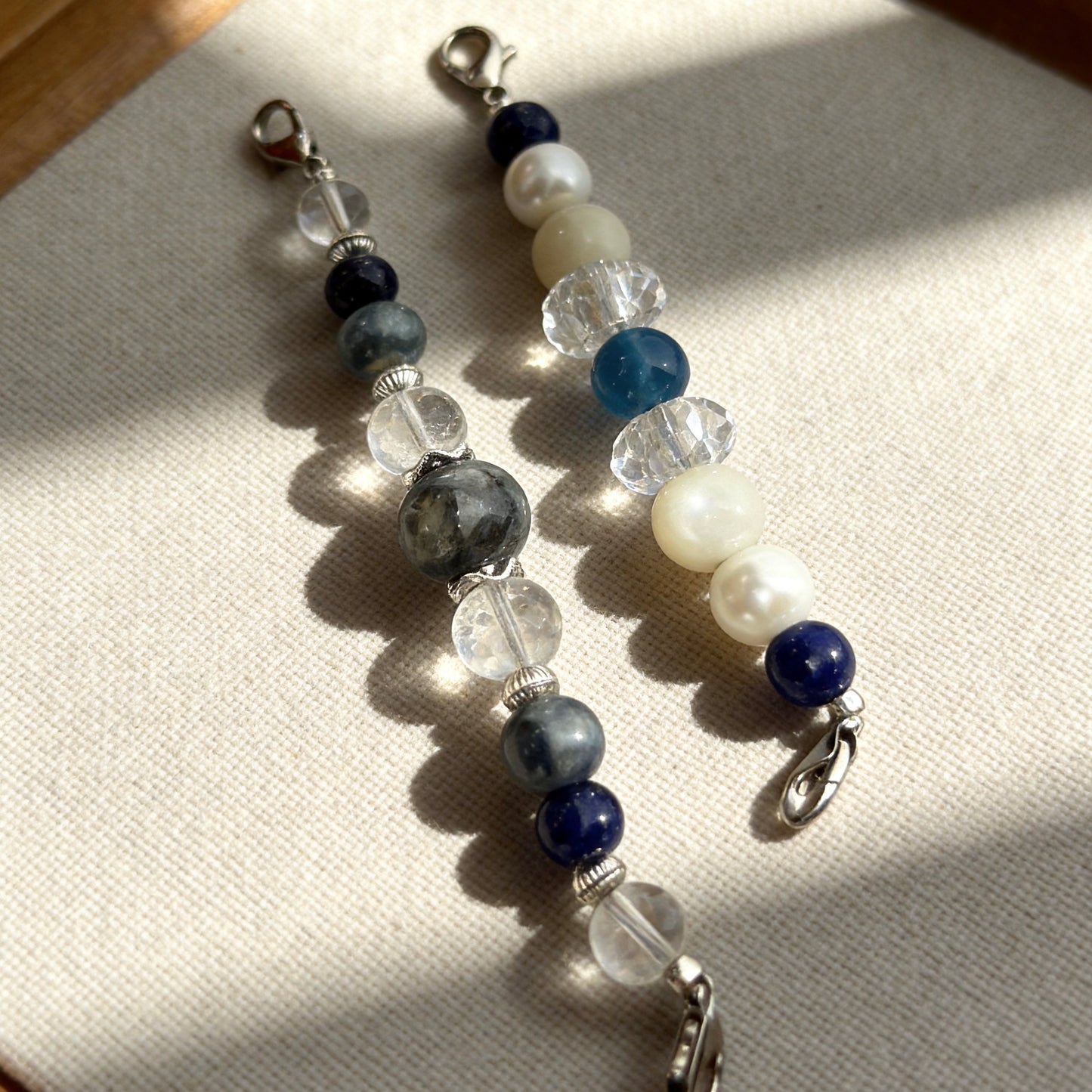 Ocean Blue & Pearl Crystal Beaded Collar Chain