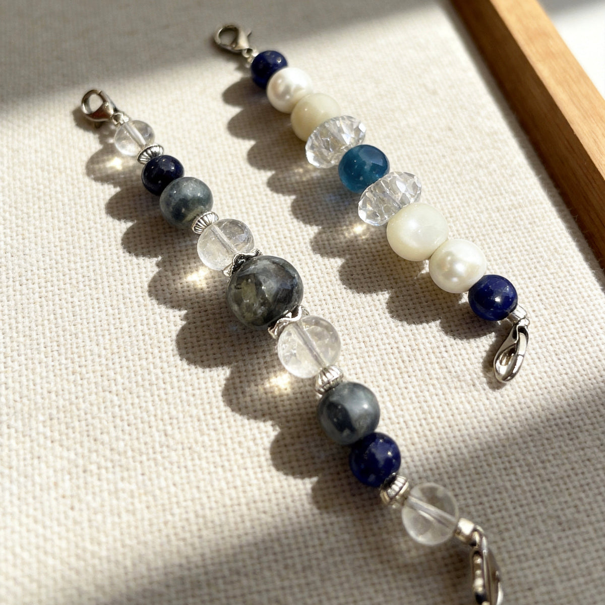 Ocean Blue & Pearl Crystal Beaded Collar Chain