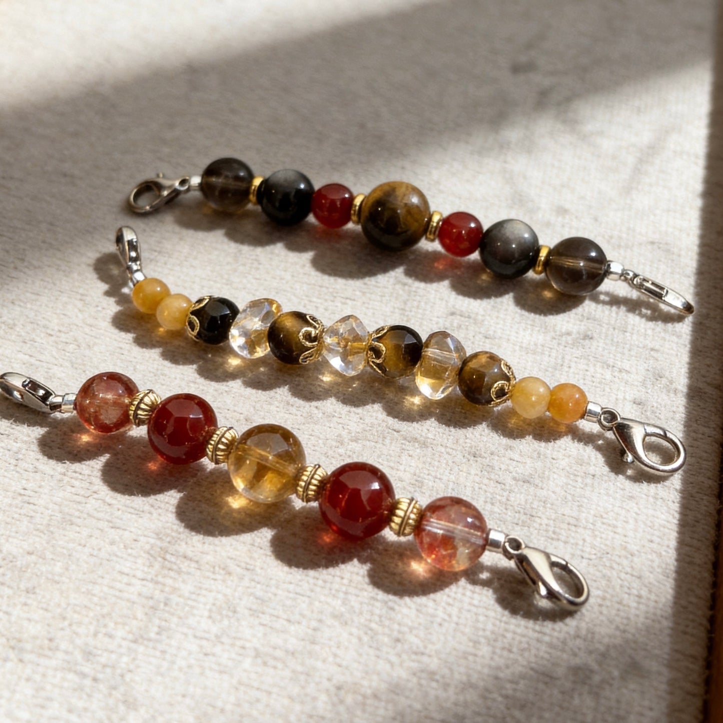 Earthy Amber & Tiger Eye Crystal Beaded Collar Chain