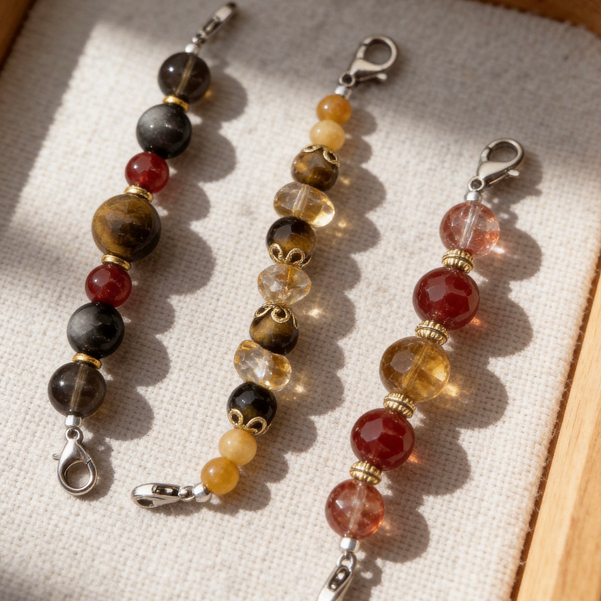 Earthy Amber & Tiger Eye Crystal Beaded Collar Chain