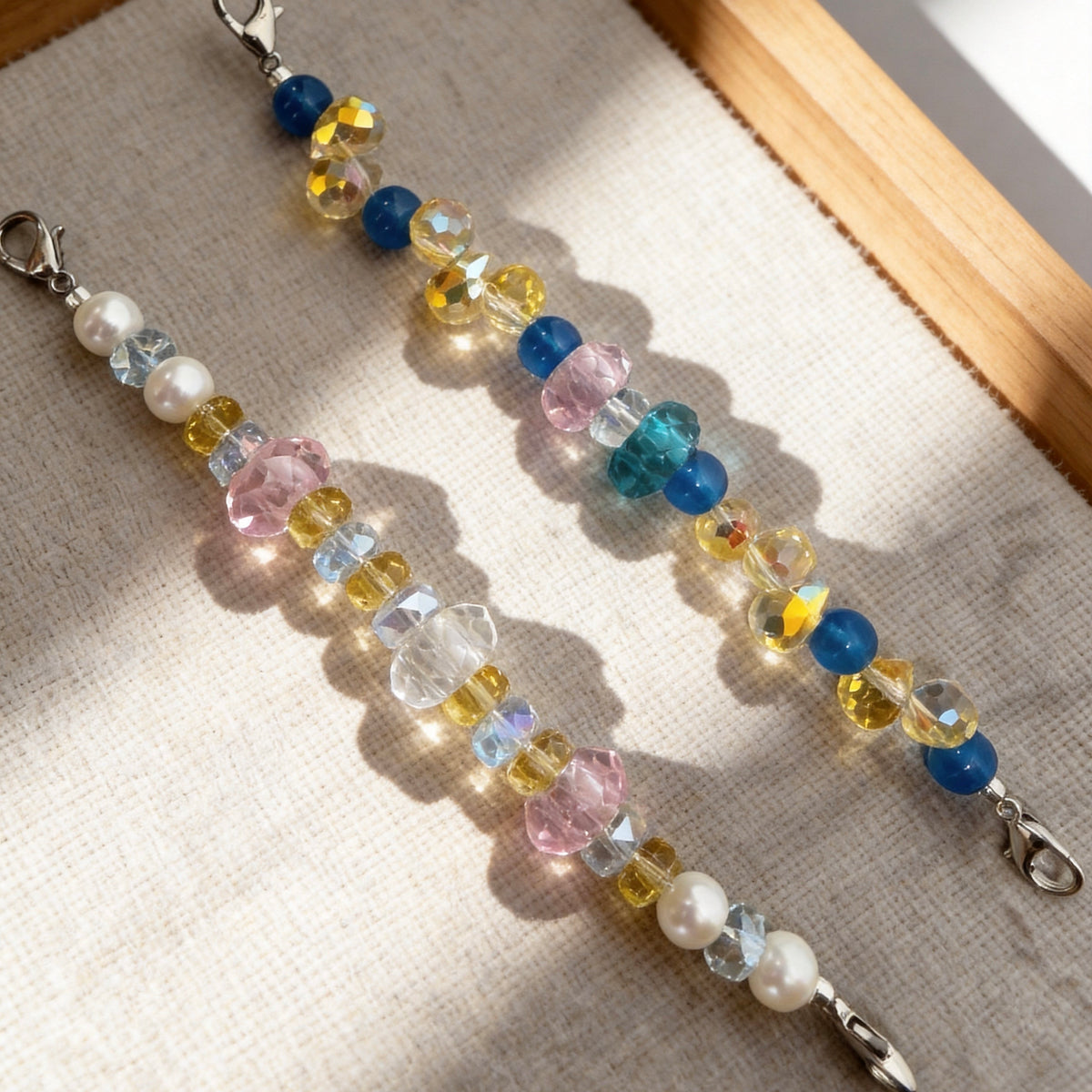 Pastel Rainbow Crystal Beaded Collar Chain