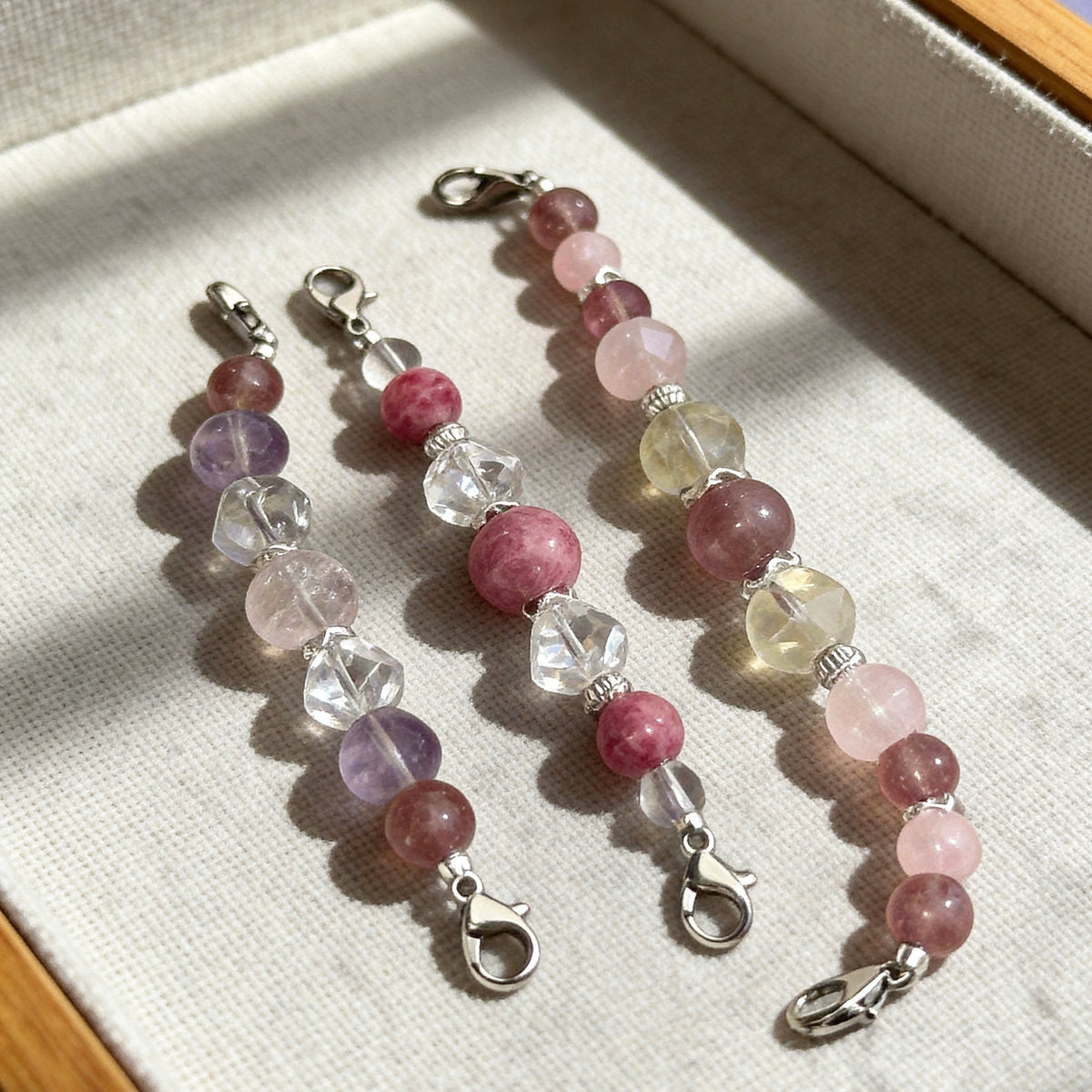 Pastel Pink Crystal Beaded Collar Chain