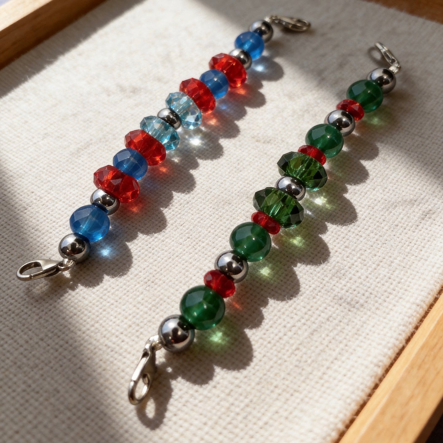 Red, Blue & Green Crystal Beaded Collar Chain