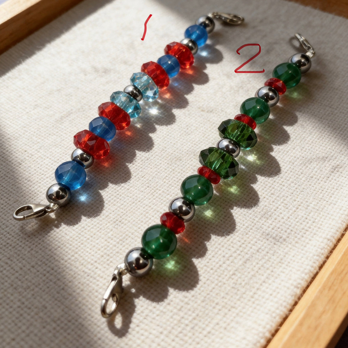 Red, Blue & Green Crystal Beaded Collar Chain