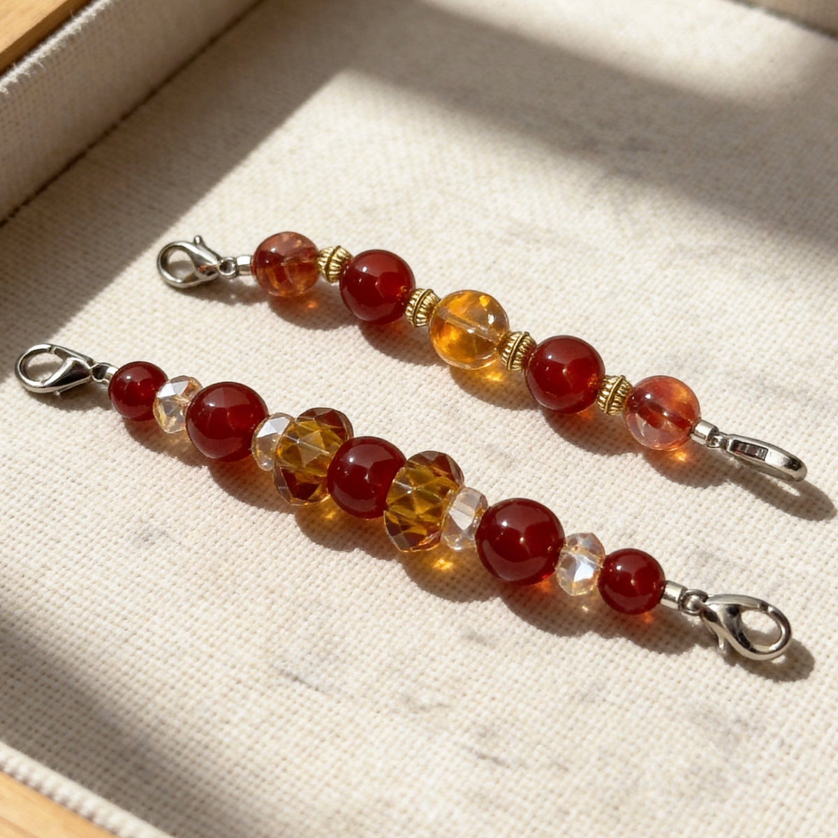 Sunset Red & Amber Crystal Beaded Collar Chain