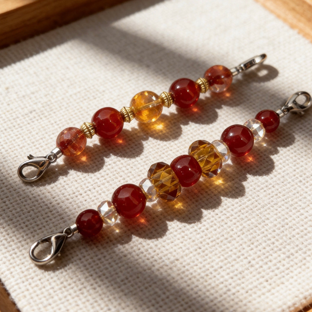 Sunset Red & Amber Crystal Beaded Collar Chain