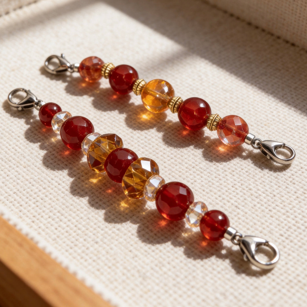 Sunset Red & Amber Crystal Beaded Collar Chain