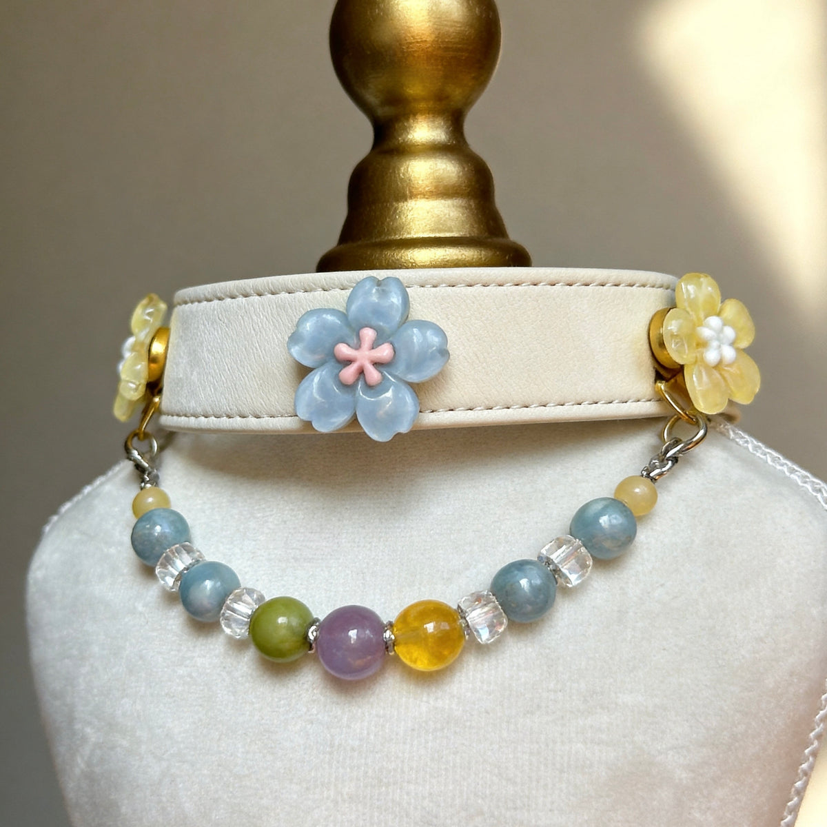 Aquamarine Multicolor Crystal Pet Collar Necklace