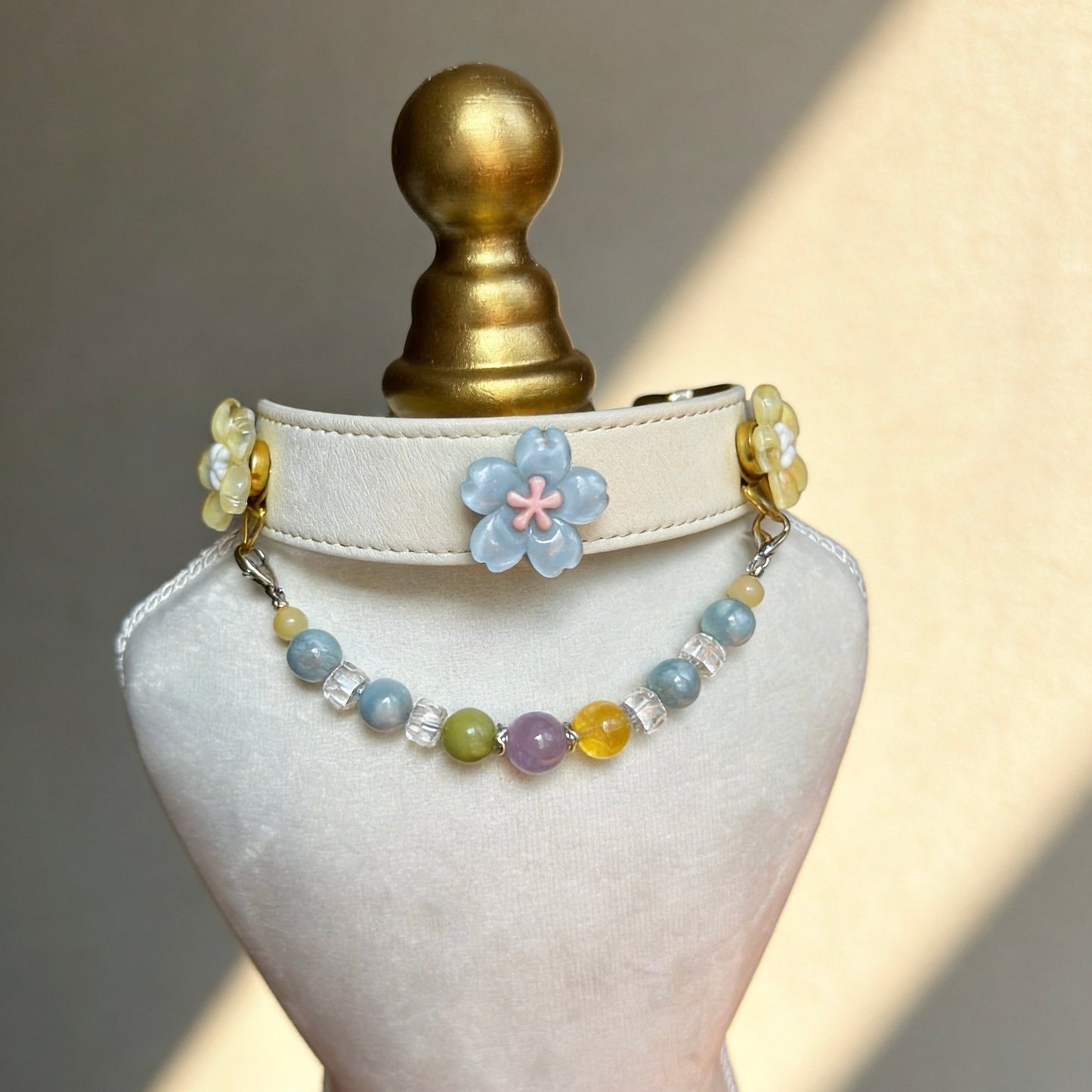 Aquamarine Multicolor Crystal Pet Collar Necklace