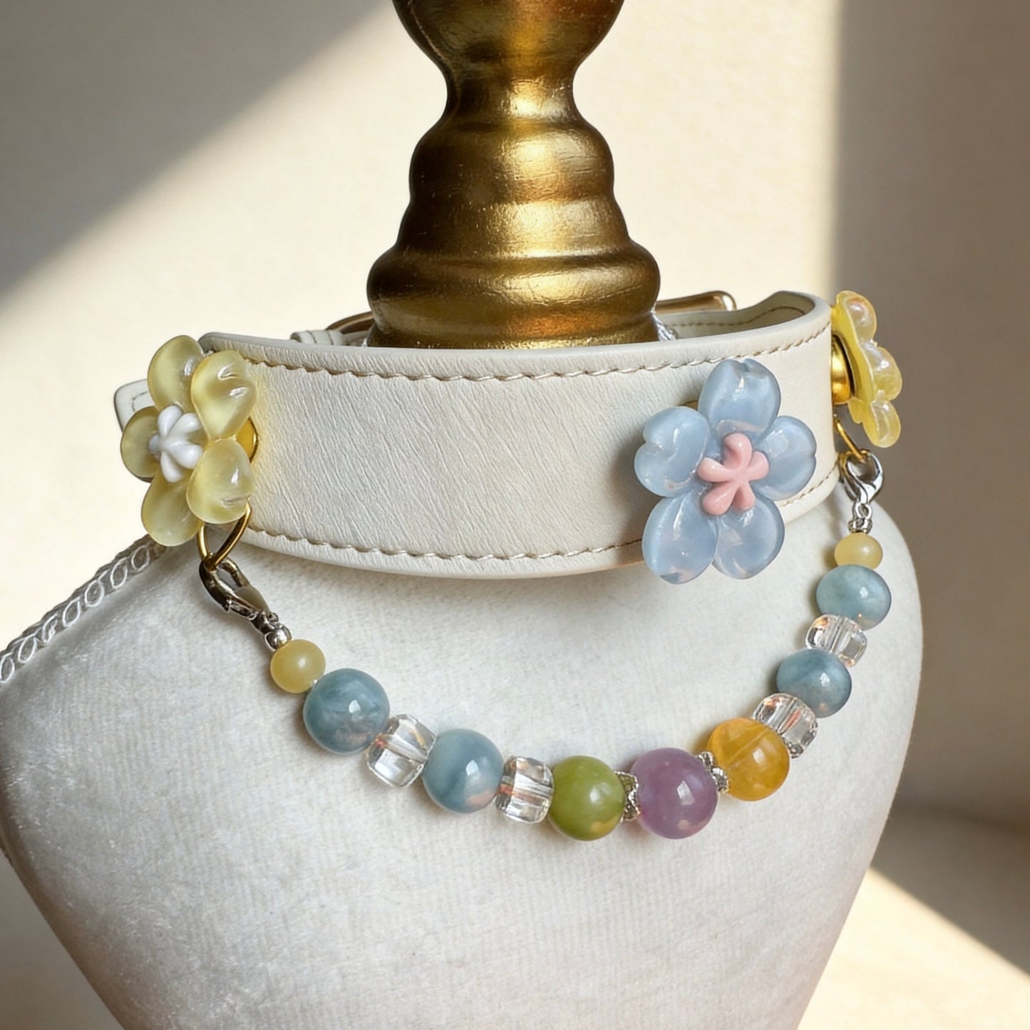 Aquamarine Multicolor Crystal Pet Collar Necklace