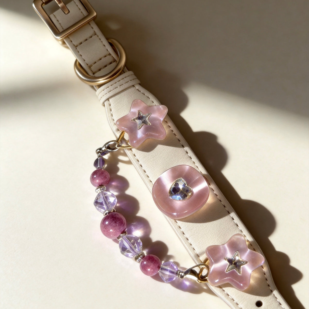 Pink Tourmaline Heart Crystal Pet Collar Necklace