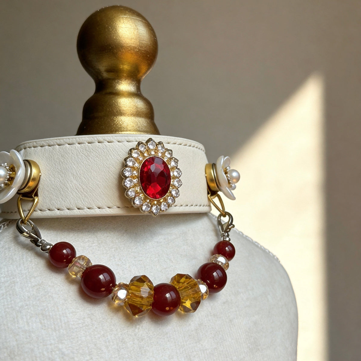 Red Carnelian Crystal Gemstone Pet Collar Necklace