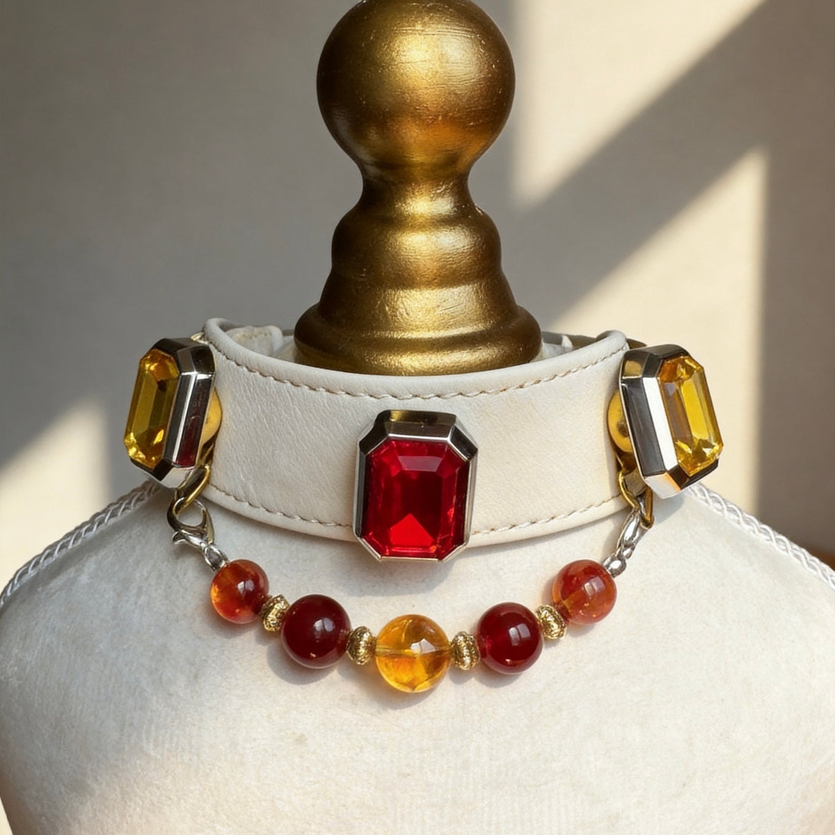 Carnelian Citrine Crystal Pet Collar Necklace