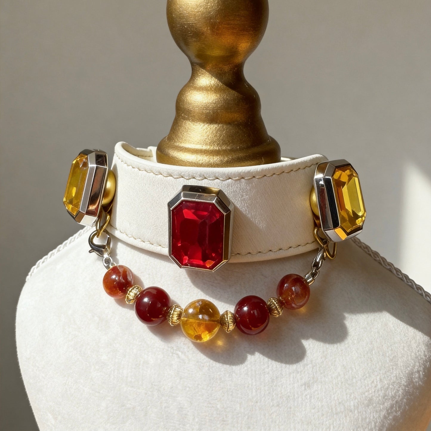 Carnelian Citrine Crystal Pet Collar Necklace