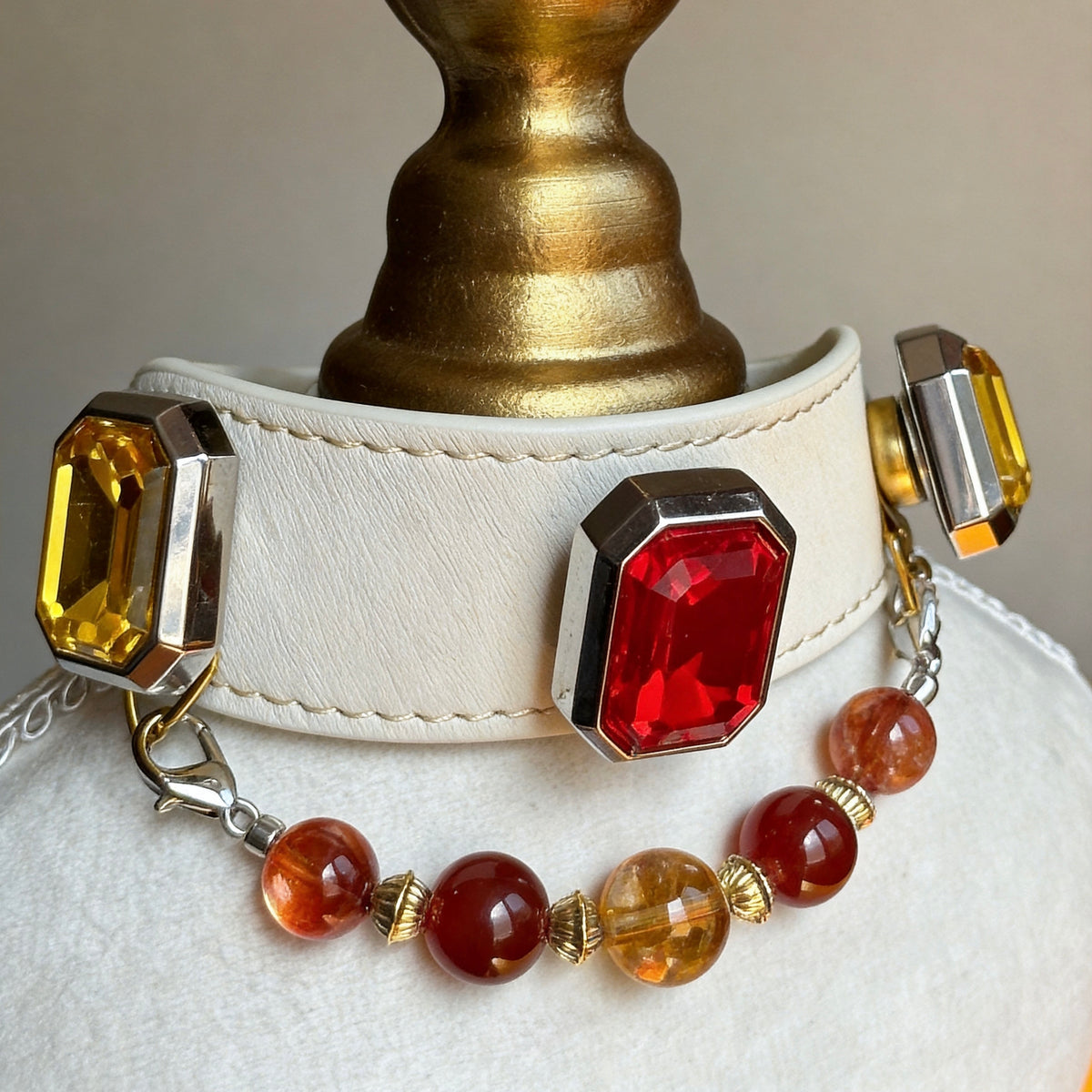 Carnelian Citrine Crystal Pet Collar Necklace