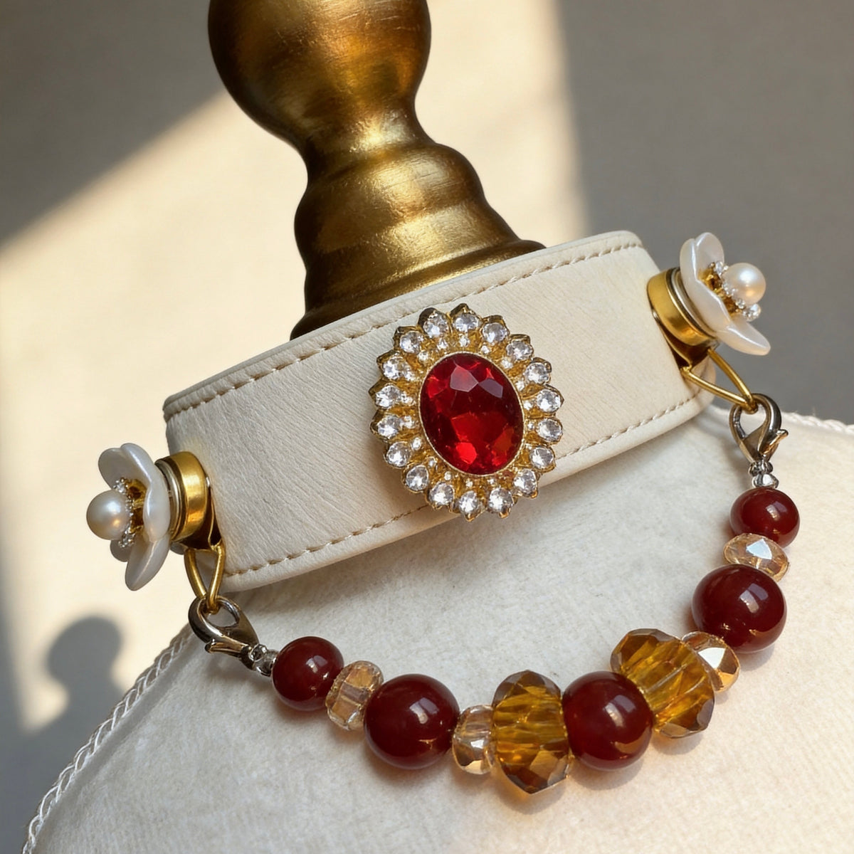 Red Carnelian Crystal Gemstone Pet Collar Necklace