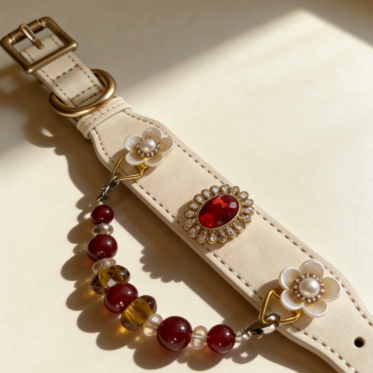 Red Carnelian Crystal Gemstone Pet Collar Necklace