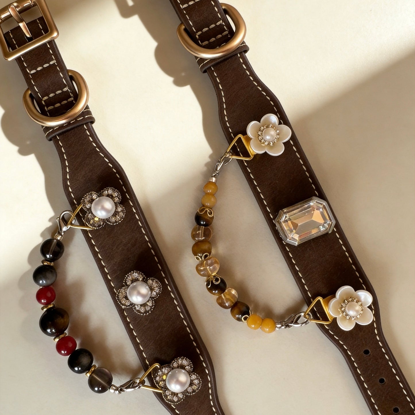 Earthy Amber & Tiger Eye Crystal Beaded Collar Chain