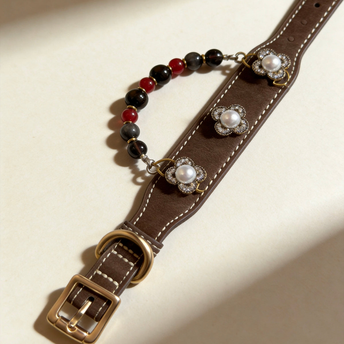 Tiger Eye Crystal Pearl Pet Collar Necklace