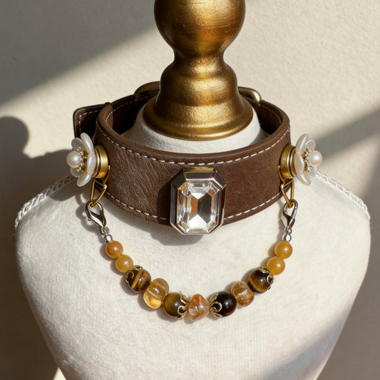 Tiger Eye Citrine Crystal Pet Collar Necklace