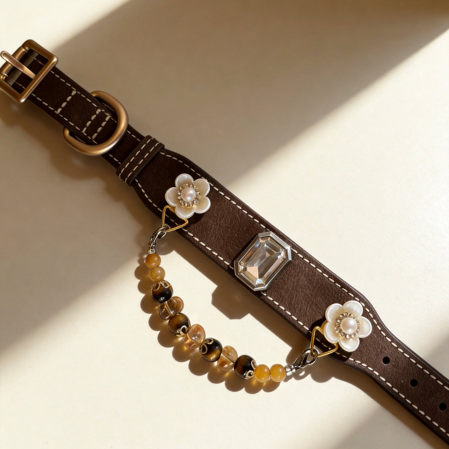Tiger Eye Citrine Crystal Pet Collar Necklace